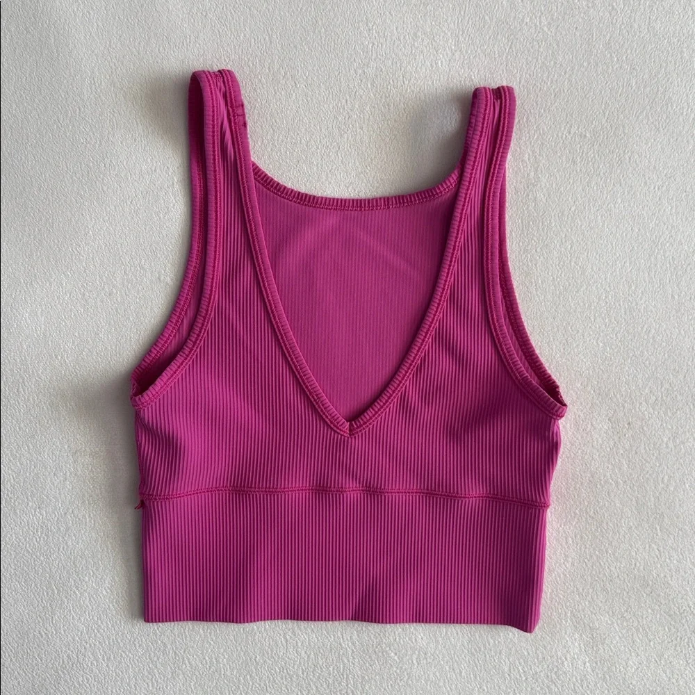 lululemon athletica Hot Pink Cropped Sports Bra Top size 4 - Picture 2 of 9